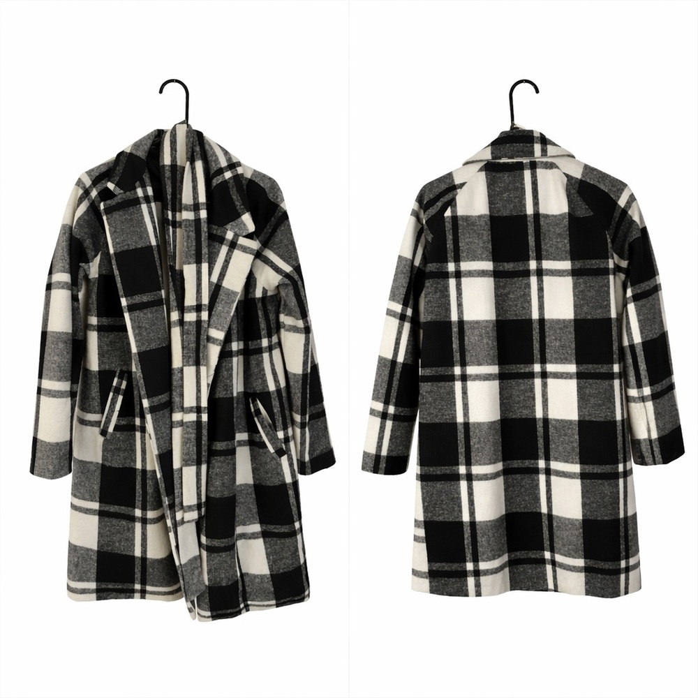 Simply Vera Vera Wang Black and Gray Plaid Jacket